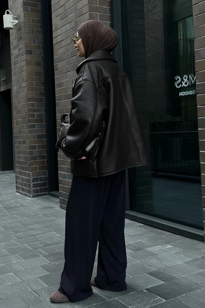 NET OF NOT Παλτό Else Bitter Brown με υφή Suede βελούδινο εσωτερικά Oversize Zr Model