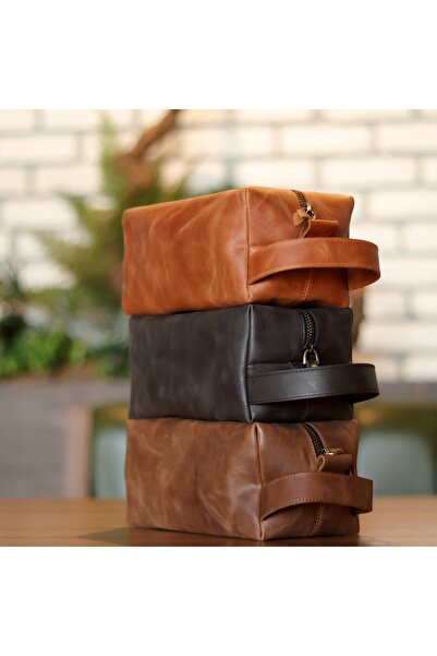 Şeker Ofisi 100% Real Leather Men's Travel Bag |   Handmade Shaving & Makeup Organizer |   Genuine Leather Bag