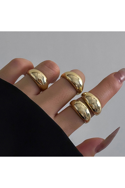 Choice 4 قطع من خواتم ذهبية اللون بتصميم قطرة ماء ناعمة ومبتكرة فريدة للنساء ...