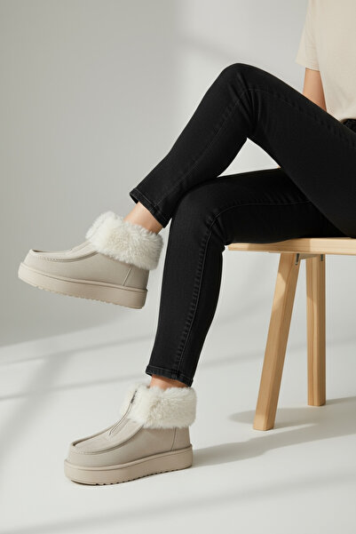 Adım Dünyası Γυναικείες μπότες χειμερινές casual με φερμουάρ, βελούδινη επένδυση από γούνα, ορθοπεδικές άνετες