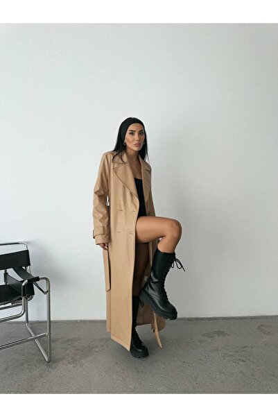 Leina Deri Görünümlü Düğmeli Trençkot