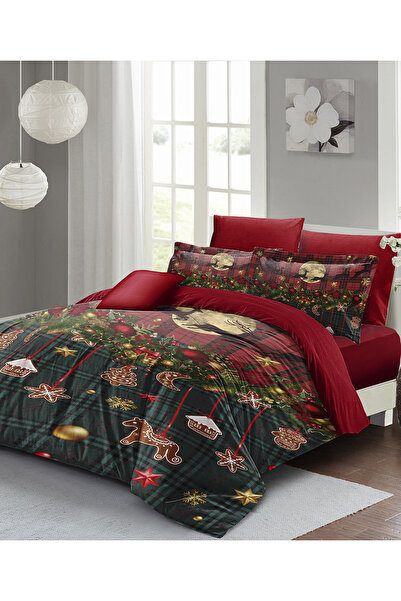 MonoHome New Year's Bedding Set Special Design Cotton Satin 3D Digital Christmas Decorations