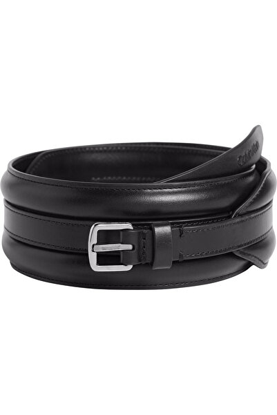 Calvin Klein Women Black Smooth Puffed 5Cm High Waist Fixed Belt
