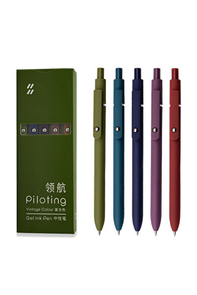 Choice مجموعة من 5 أقلام جل أورورا متدرجة الألوان 0.5 مم سوداء اللون، قلم حبر...