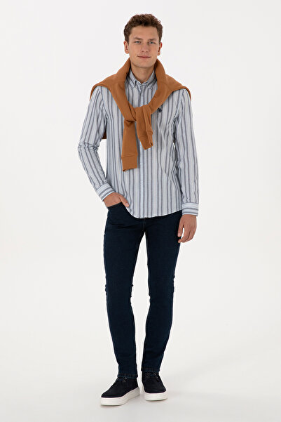 U.S. Polo Assn. Erkek Açık Mavi Çizgili Uzun Kollu Gömlek 50308593-VR003