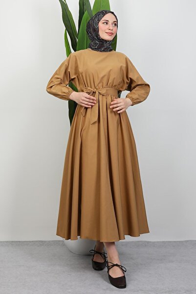 GİYZAMİLA Efil Modest Dress Milky Brown