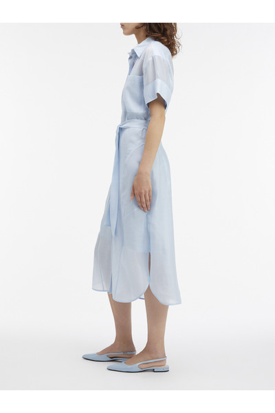 Calvin Klein Women Dream Blue Tencel Voile Shirt Dress