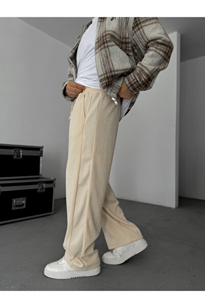 BYBASICMAN Beige Patchwork Velvet Trousers Jj-145