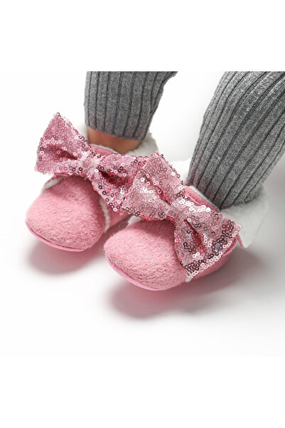 BebeNou Ghete roz cu blană și bentiță asortată (mărime 6-9m)