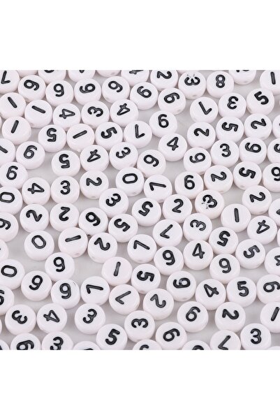 Choice12 4X7mm 200PCS White Black Numbers 200pcs 7mm White Flat Round mix col...