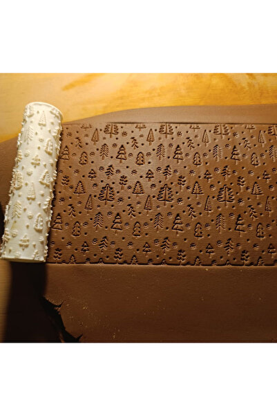 Enbceramic 10 CM YENİ YIL SERAMİK POLİMER KİL DOKU RULOSU DESEN OKLAVASI