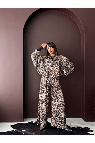 Lady Pixie Leopard Printed Satin Coat