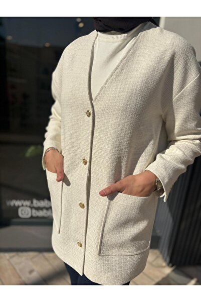 Babil Butik TD4532 Savin Γυναικείο Μπουφάν Εκρού