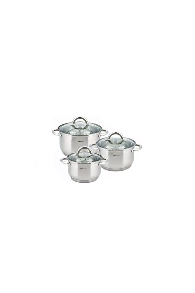 Kinghoff Set de 3 oale din inox cu capac sticla, dimensiuni 18cm, 20cm, 24 cm,