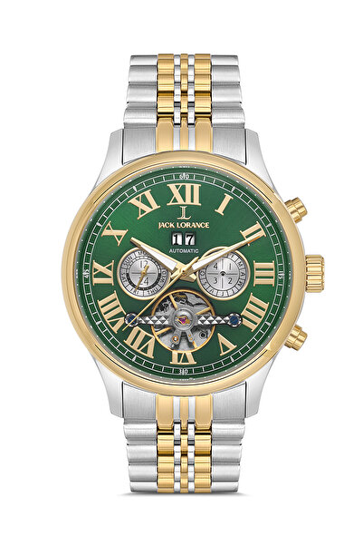 JACK LORANCE Jckjls11817M.03 Gold & Green Automatic Steel Men's Wristwatch