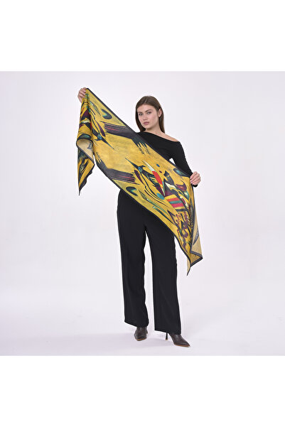 Nomads Felt Point And Line Desenli Yün İpek Atkı