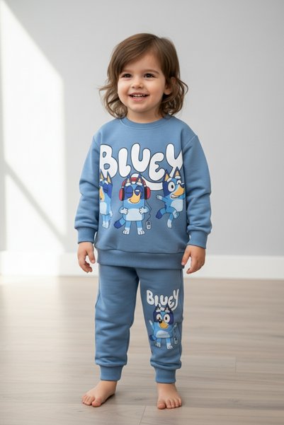 zubi baby & kids wear Karakter Printed Blue Children's Tracksuit Set (2-Thread Fabric)