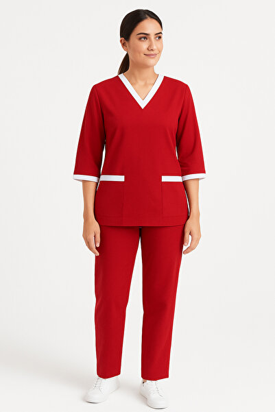 Rannah's Uniform 3/4 Sleeve V-Neck Scrub Set for Women – Cleaning, Spa & Medical Uniform
