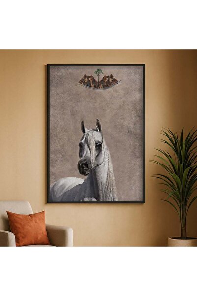 4gdran Horse Design Canvas Painting with Hollow Brown Frame