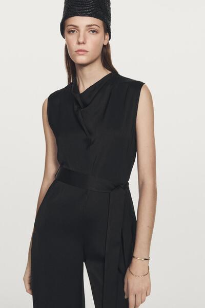 Massimo Dutti Uzun dökümlü saten yüzeyli tulum