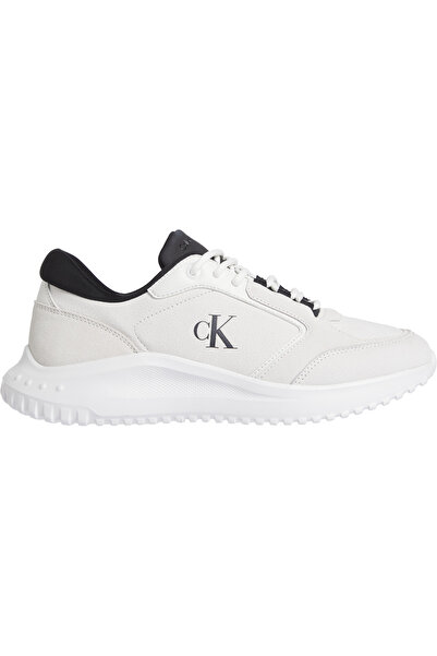 Calvin Klein Men Bright White/Oyster Mushroom/Black EVA Monogram Runner Sneakers