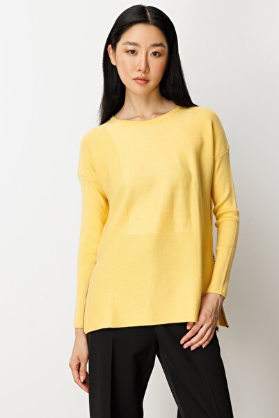 ON TRİKO Pulover tricotat cu guler în formă de O și fermoar lateral, galben 6...