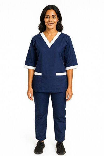 Rannah's Uniform طقم سكراب بأكمام ثلاثة أرباع ورقبة على شكل حرف V للنساء - زي...