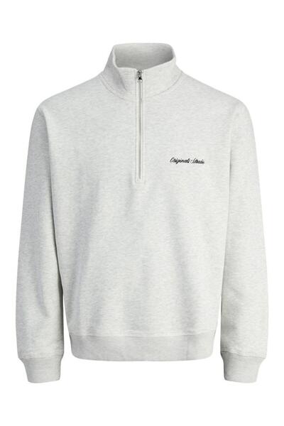 Jack & Jones Hanorac gri Jornorrebro Emb Sweat cu gât înalt pentru bărbați 12282899-Whitemela