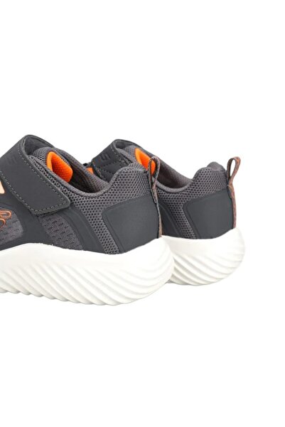 SKECHERS Kids' Charcoal Orange Synthetic Textile Sneakers, EU Size 29