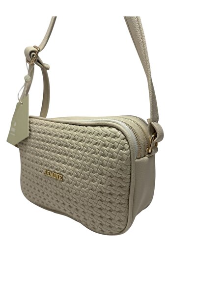 Armine Modern Braided Messenger Bag Cream Bag