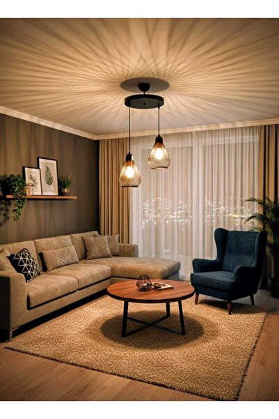 Aydınlatma Dünyam Retro Big Ampul 2li Sarkıt Avize Salon,Oturmaodası