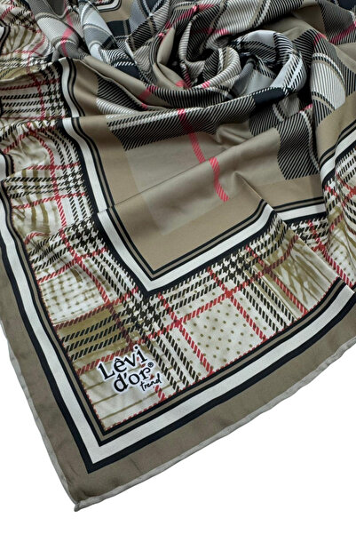 Levidor Trend Twill Eşarp LDT279 Ekose Desen 01-Bej-Siyah