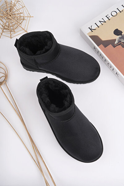 Freemax Kadın Garantili İçi Kürklü Hafif Taban Mini Bot Siyah