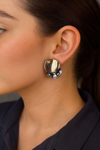 TURBİJ أقراط كبيرة فاخرة بلونين مع مشبك ذهبي مدخن لا يفقد لونه للنساء