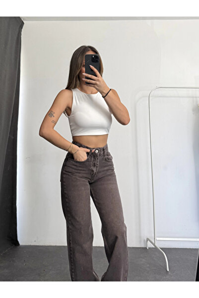 nona butik Jazz Wide Leg Jean - Coffee Washed