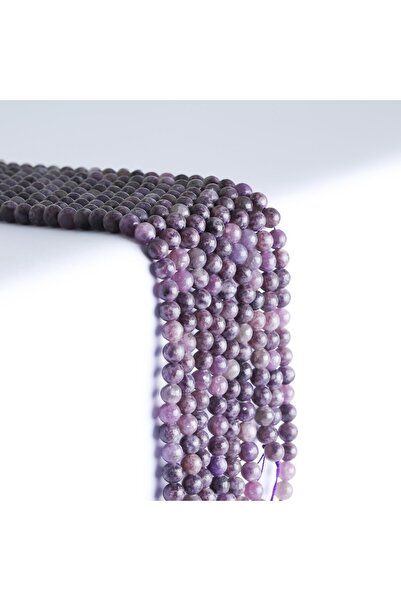 Zeynep Büyükbay سلسلة أحجار الليبيدوليت الطبيعية (قطع كروي 8 مم)