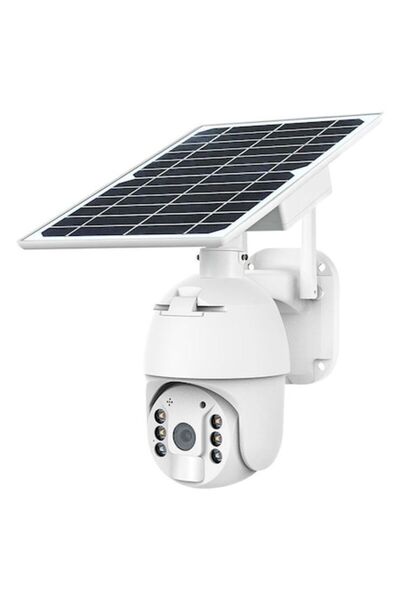 V-TAC Cameră de supraveghere solară HD, WiFi, 2MP, albă, pentru exterior, detectare PIR, PTZ