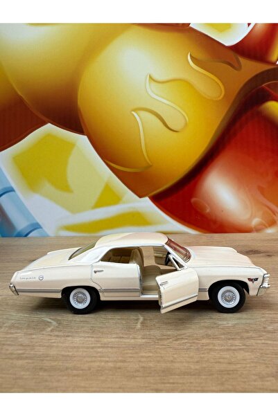 scntoys Pull Back 1967 Chevrolet Impala Cream Diecast Car Openable Doors 1967 Chevy Impala Model Car
