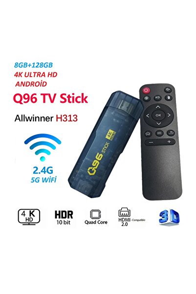 JUNGLEE Q96 TV STİCK 4k Ultra Hd Android Tv Box Tv Stick Ram:8gb Rom:128gb Android 11 Media Player