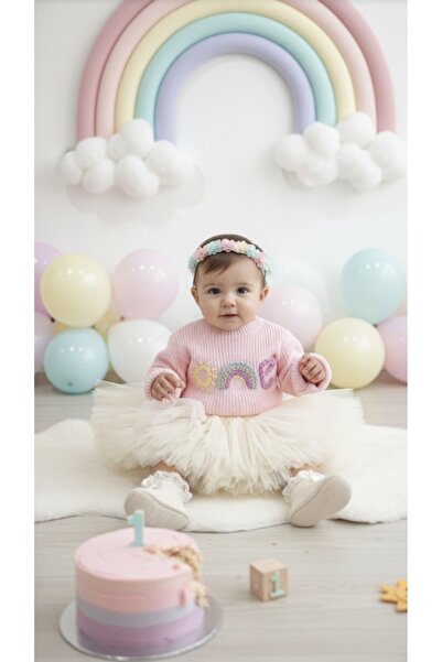 FLOWER BABY One Embroidered Birthday, Birthday Sweater