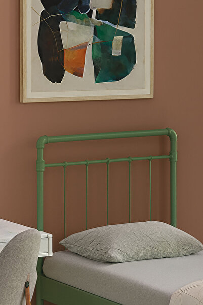 Unimet Odin Tek Kişilik Metal Karyola-Yeşil (AHŞAP LATALI)