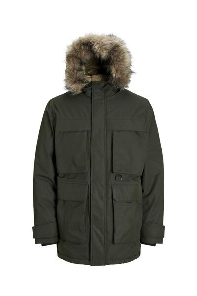 Jack & Jones Men's Wind Resistant Faux Fur Hooded Parka - Star