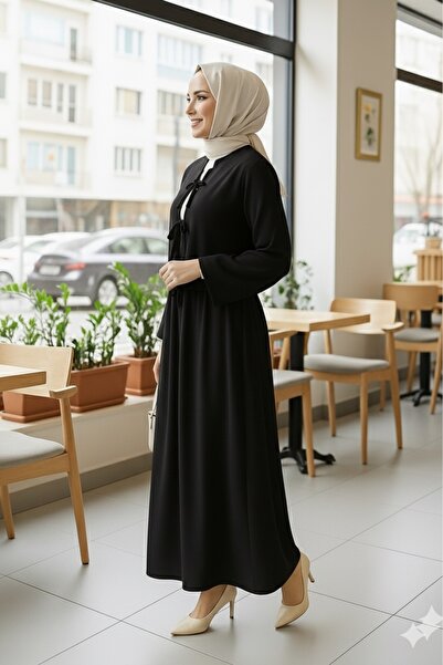 ECEYLÜL MODA Black Hijab Skirt Suit, Tie-Up Short Jacket and Long Skirt Two-Piece Set, Stylish Casual New Season