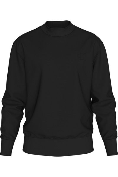 Calvin Klein Men Black Logo Embossed Crew Neck Sweatshirt