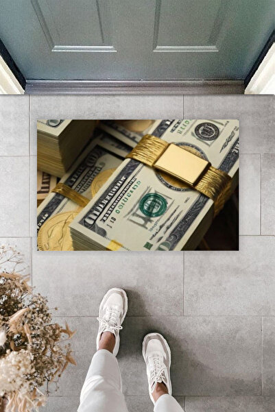 Dormot Modern Dijital Baskı Dolar Temalı Şans Kapı Önü Paspas