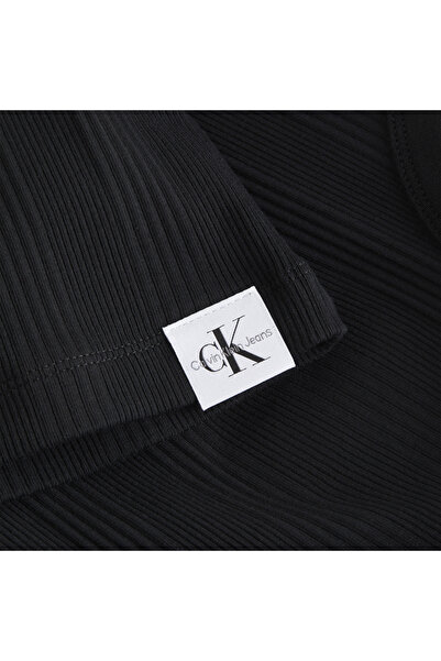 Calvin Klein Women Black Variegated Rib Woven Slim Tank Top