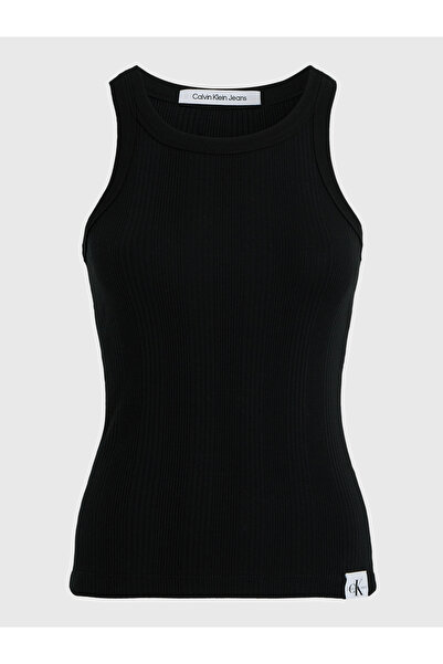 Calvin Klein Women Black Variegated Rib Woven Slim Tank Top
