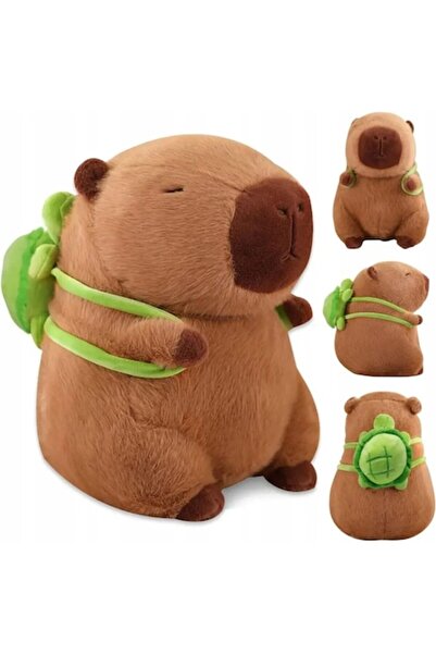 dalimag Brown Capybara Plush Toy 35cm with Green Backpack, soft and cute – perfect gift ABYZ™
