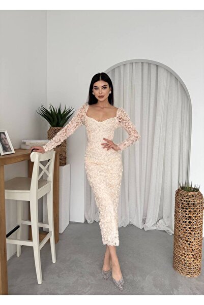 conconmoda Folers Çiçek Desenli Uzun Elbise