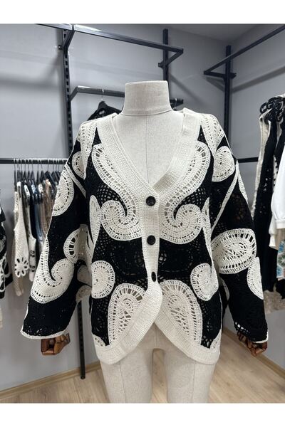FioraWear Kadın Oversize Desenli Hırka